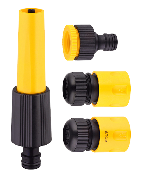 Robustech BH-1S bahçe sulama lansı seti — uzun saplı sulama başlığı ve hortum bağlantıları